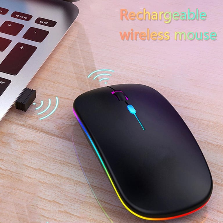 【100% Original】Rechargeable Silent Wireless Mouse for Gaming Office DPI 1600 Optical Ergonomic Gaming Mouse PC Computer Laptop Mouse Black Silver