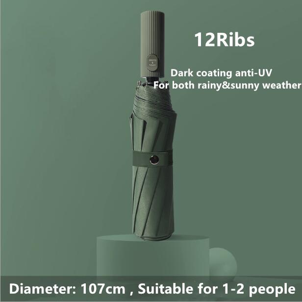 *SG seller* 12Ribs Auto Open Windproof Umbrella Umbrella for rainy and sunny weather anti-UV umbrella Waterproof Travel Umbrella Rain for Umbrellas Portable With Ergonomic Handle Black green blue pink
