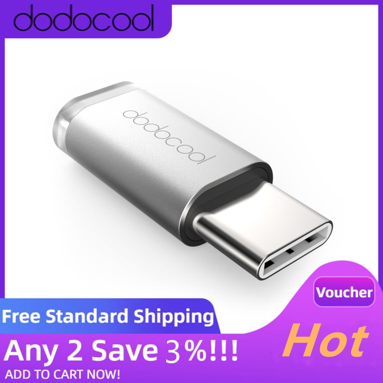 dodocool Mini USB-C to Micro USB Adapter Convert USB Type-C to Micro-USB Connector for OPPO/ HuaWei / Xiaomi Mi 5 / Sumsung / RedMI // MeiZu PRO 5 / Apple and more Type C Supported Device Silver
