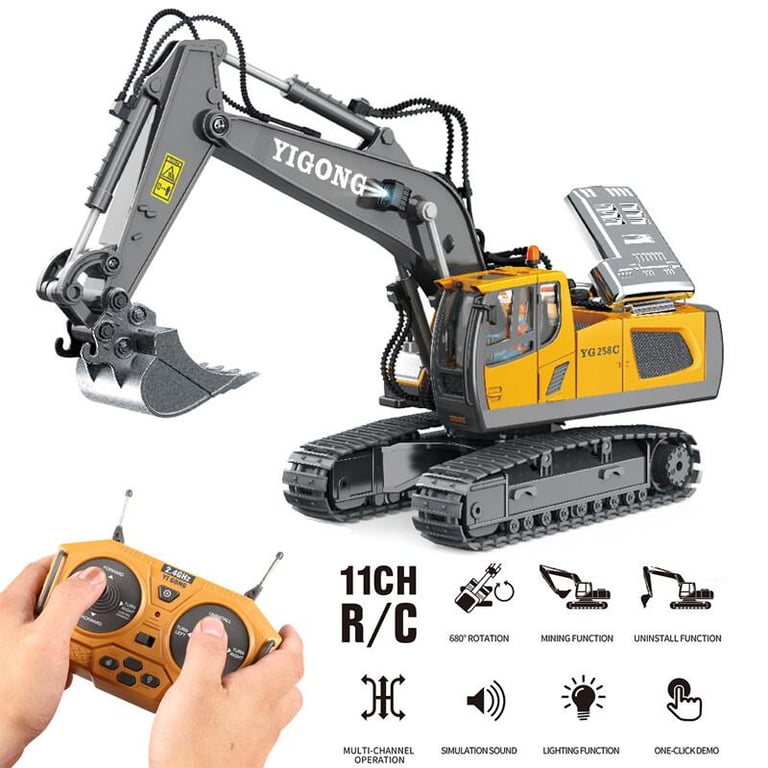 RC Car 2.4G 1:20 11 Channels RC Excavator Dump Trucks Bulldozer Alloy Plastic Engineering Vehicle Electronic Toys For Kids Boy Gifts