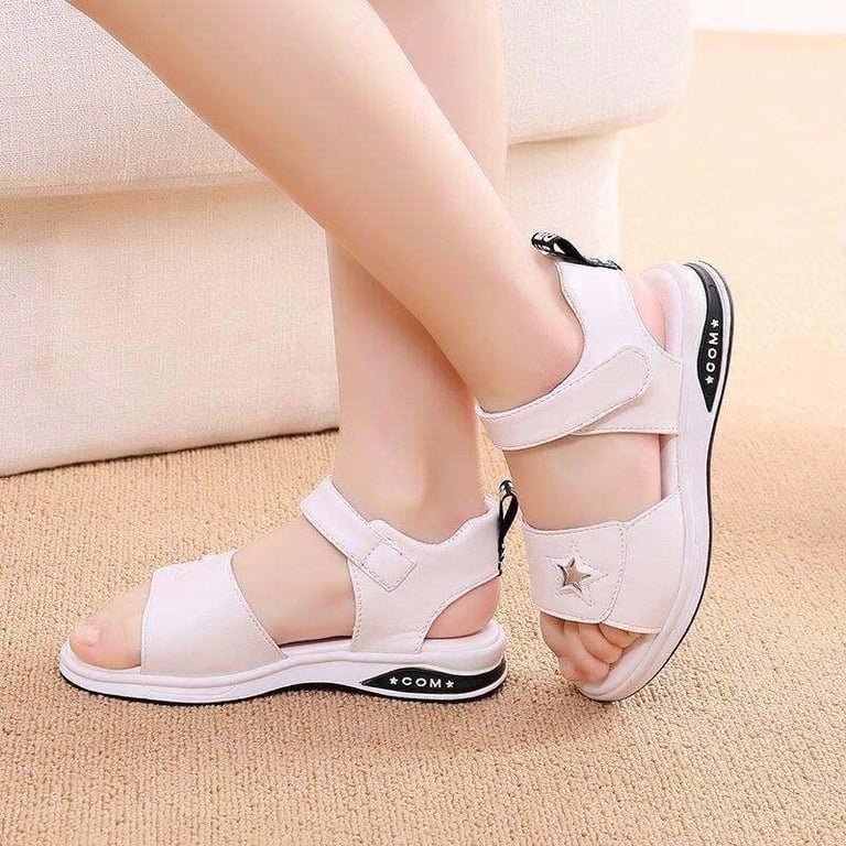 Girls' Cool Children's Shoes Season 022 New Summer Children's Korean Style 1 Male Cool Main Shoes Medium and Big Children Non-Slip 2 Flat Student Beach