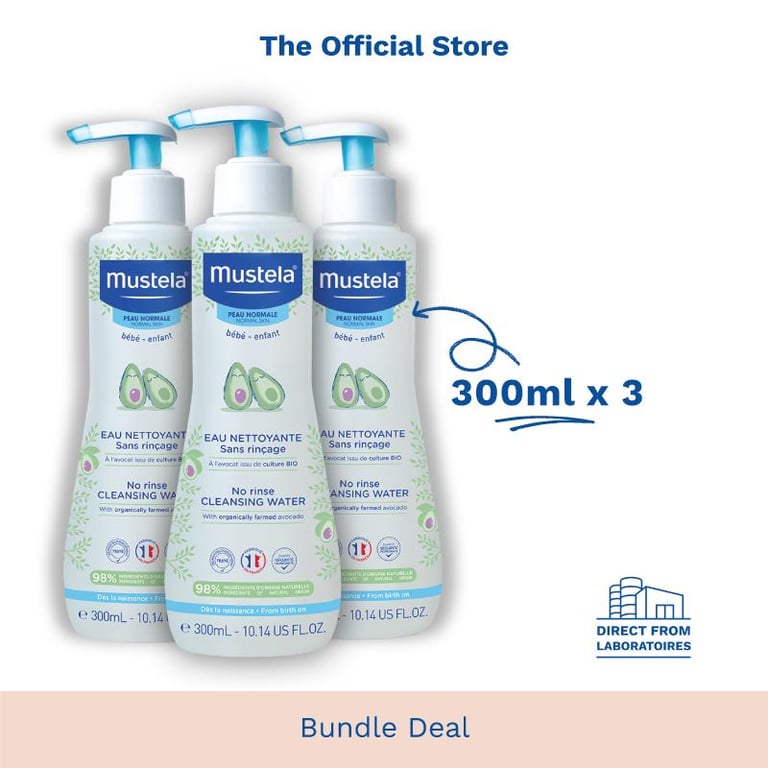 [Mustela Bundle Deal] No-Rinse Cleansing Water 300ml (exp 01/2025) [Diaper Change Care][Hygiene]