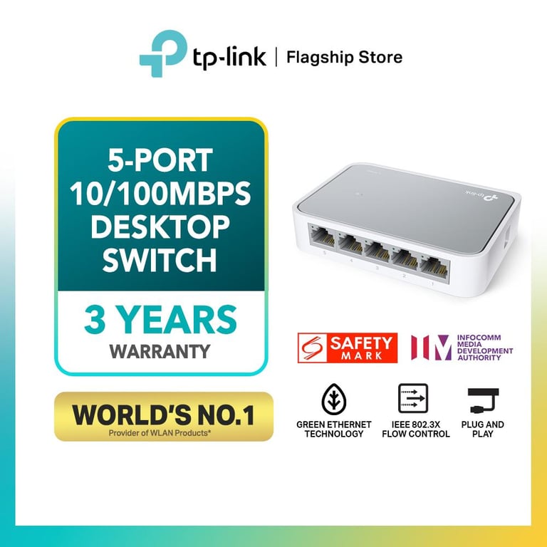 TP-LINK TL-SF1005D 5 Port Ethernet Network Switch (Plug & Play, Plastic Case)