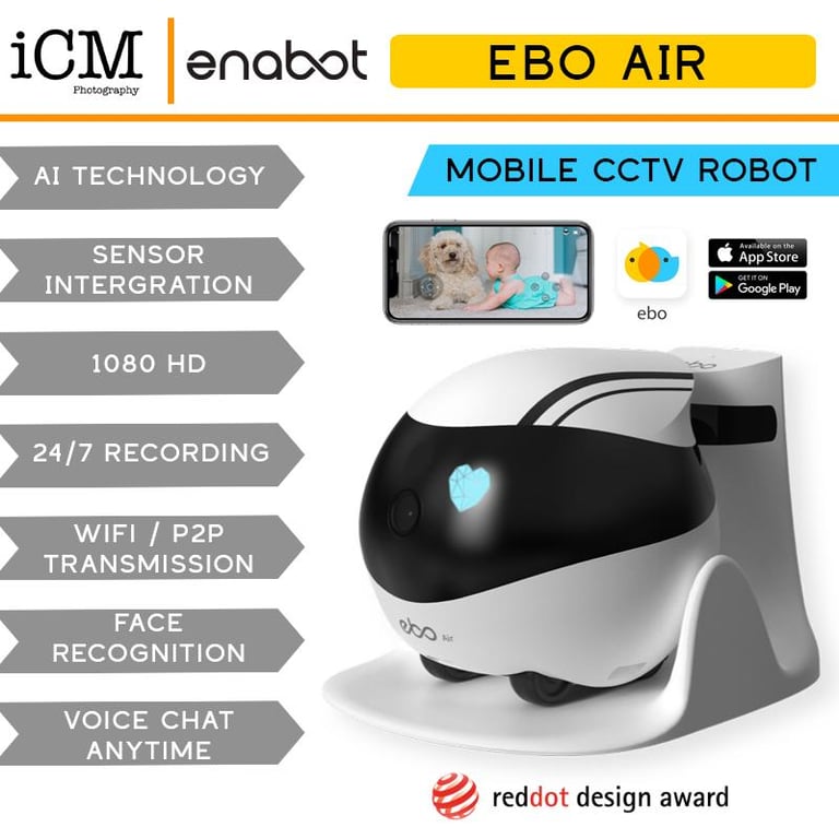 Enabot Ebo Air Remote Robot CCTV for Family + * FREE 32GB SD CARD*