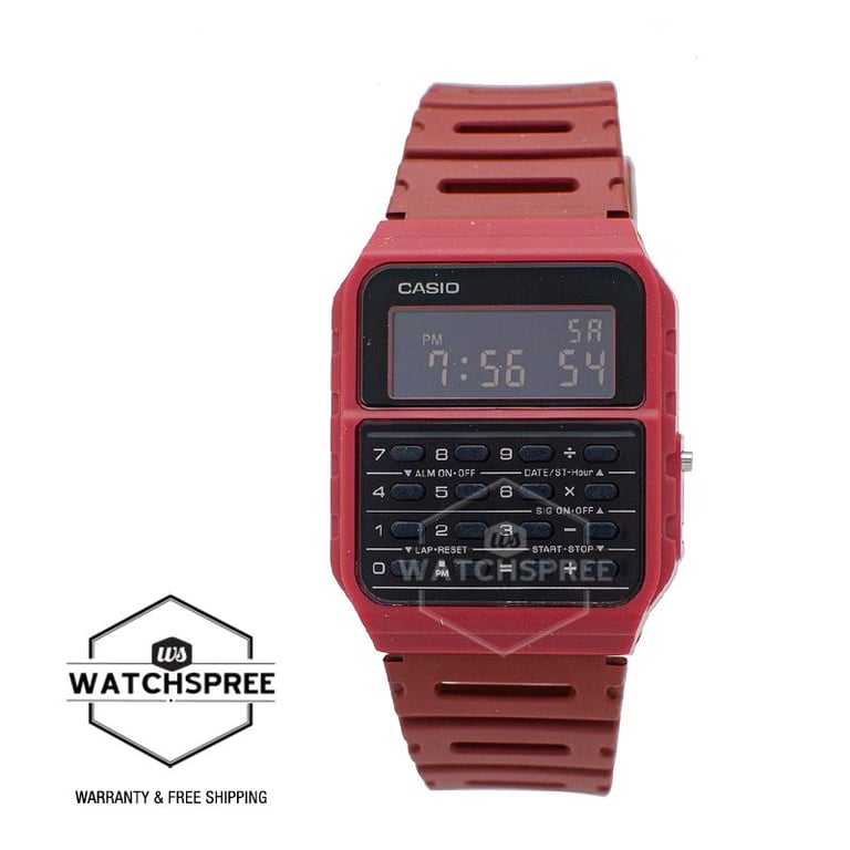 [Watchspree] Casio Data Bank Calculator Red Resin Band Watch CA53WF-4B CA-53WF-4B [TEASING]