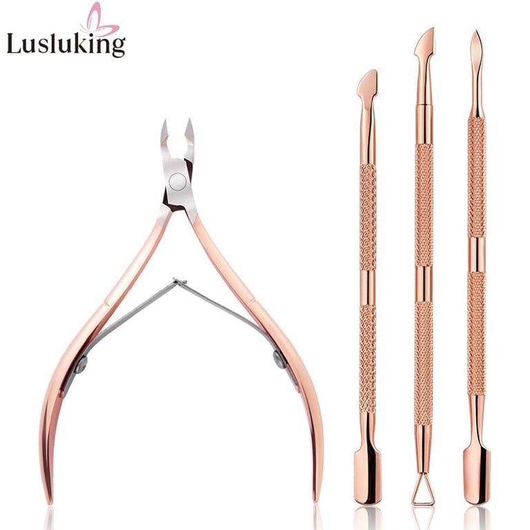 2/3/4Pcs Cuticle Nippers and Cuticle Pusher Manicure Tools Set,Professional Stainless Steel Nail Cuticle Remover Cutter Clippers Tool for Gel Nail Art Fingernails Toenails,Spa