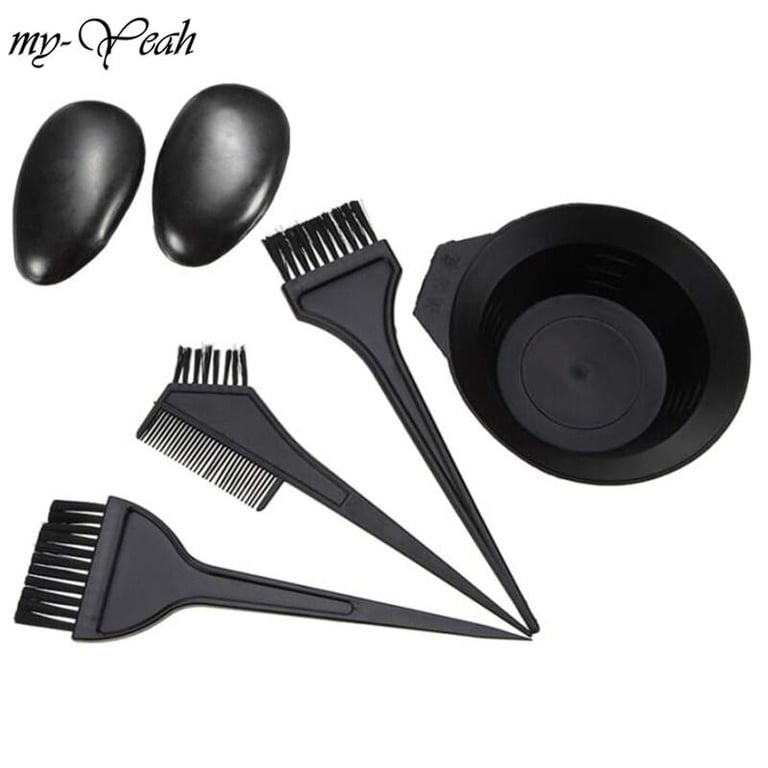 myyeah 5Pcs/set Coloring Dye Comb Mixing Bowl Brush Earmuff Set Black Plastic Hair color Barber Salon Tint Hairdressing Styling Tools