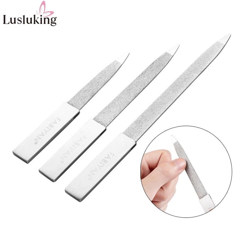 Nail Art File Stainless Steel Metal Cuticle Pusher Remover Double Sided Scrub Buffer Grinding Manicure Pedicure Portable Tool