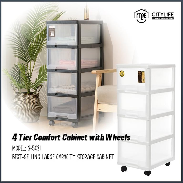 Citylife - 4 Tier 72L Comfort Cabinet with Wheels G-5021