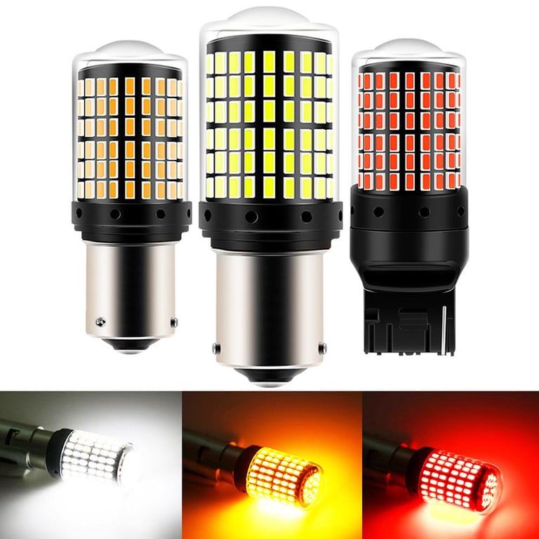 2PCS Car Brake Signal Lights 1156 BA15S P21W 1157 BAY15D P21/5W T20 7443 W21/5W 7440 W21W 144 Led Anti-Strobe With Canbus No Error Support DC 12-24V