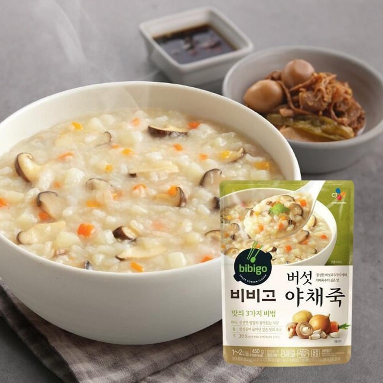 BIBIGO Mushrooms & Vegetables Rice Porridge 450g (EXP-2023.02.10) bibigo food korea food  k-food  korea soup korean food raya hari raya raya gift