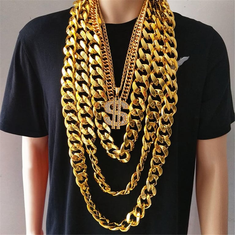1pc Hip Hop Gold Color Big Acrylic Chunky Chain Necklace For Men Punk Oversized Large Plastic Link Chain Men's Jewelry