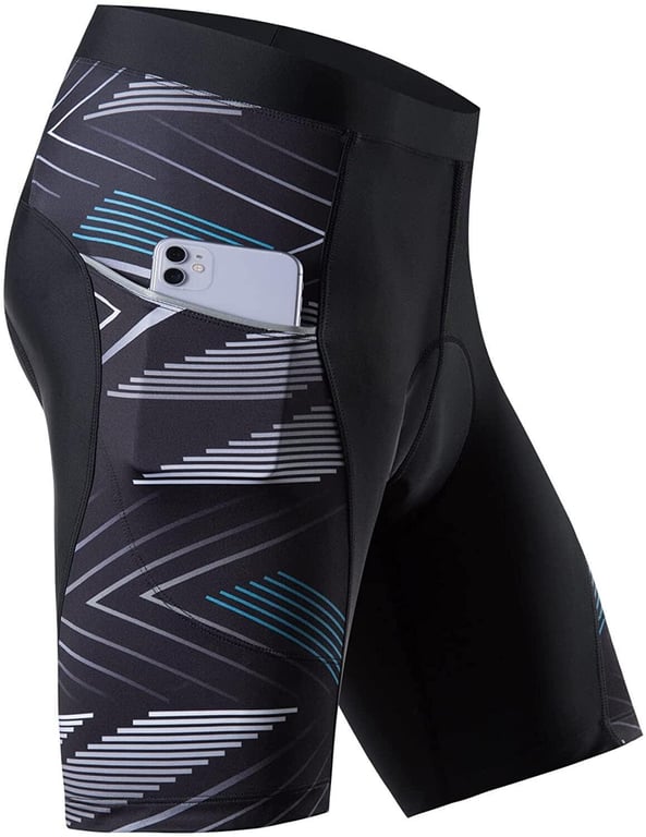 Powerband Men's Cycling Shorts 20D Padded Bike Shorts with 2 Pockets Bicycle Riding Mountain Biking Chamois Gel Pockets