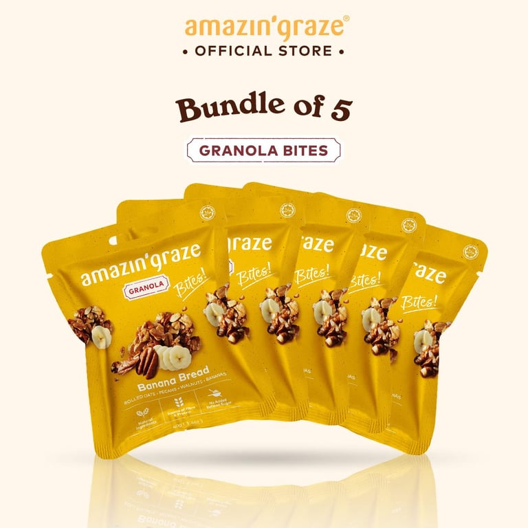 [Bundle of 5] Amazin' Mini Banana Bread Granola Bites (5 x 40g) - Halal Certified