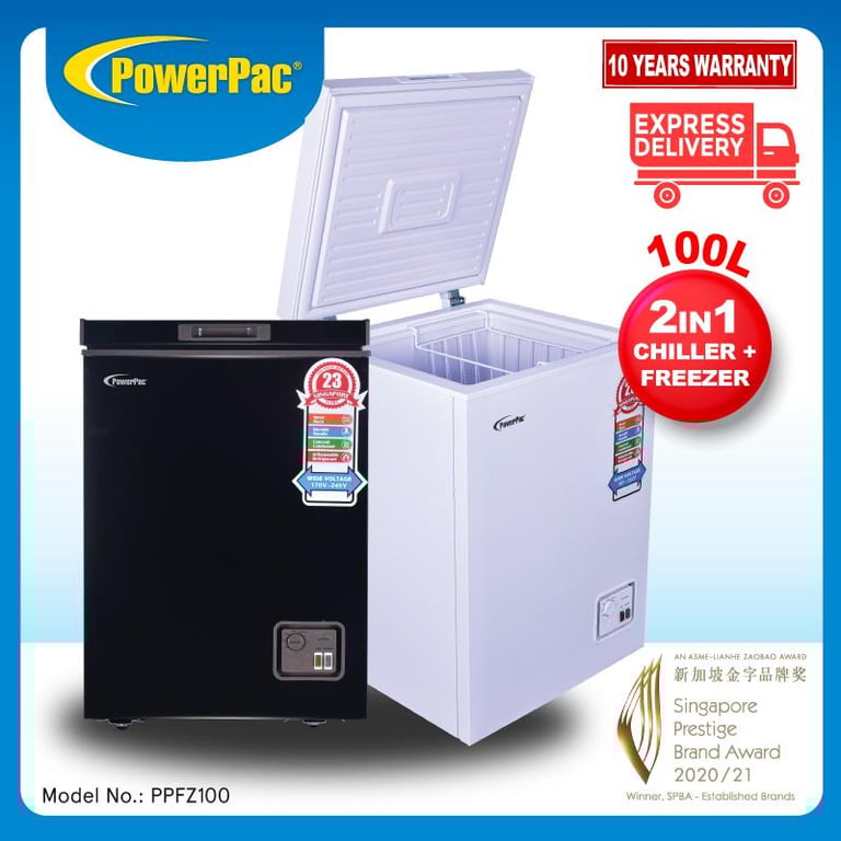 PowerPac Chest Freezer 100L CFC Free Chiller & Freezer (PPFZ100)