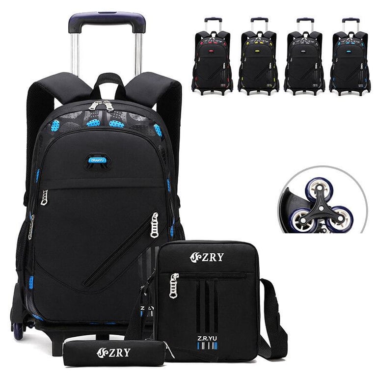 New Student Trolley School Bag Backpack Pen-bag 3PCS Waterproof Wear-resistant Boy Fashion Schoolbag