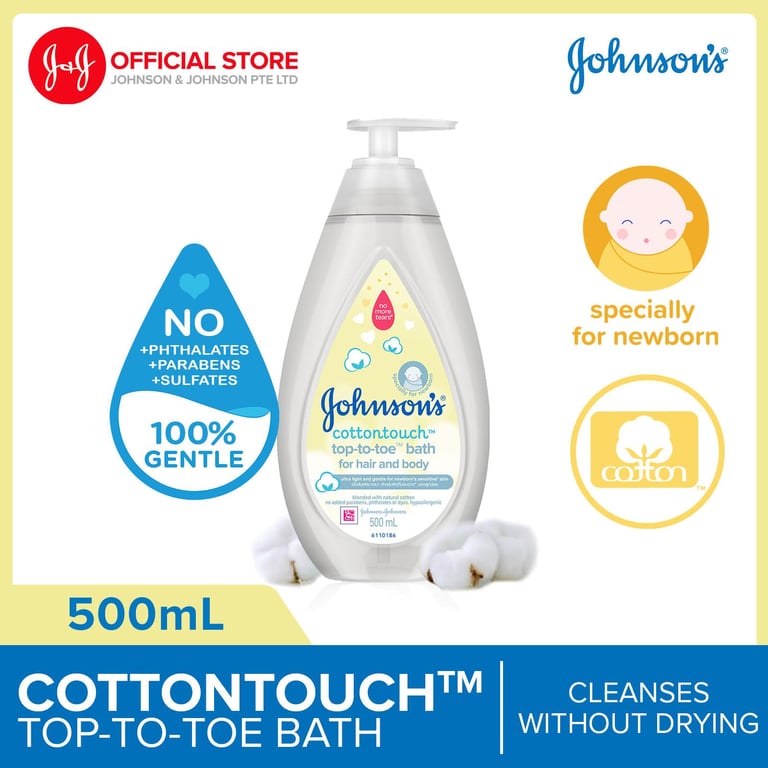 Johnson's Baby Cottontouch Top To Toe Bath Blended With Natural Cotton 500ml