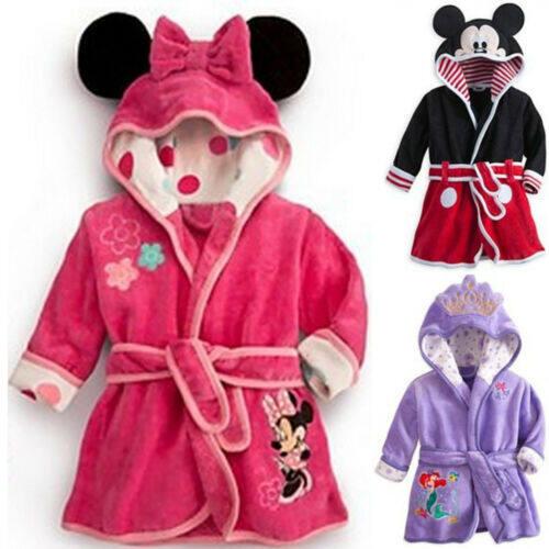 Kids Girl Boy Sleepwear Cartoon Hooded Dressing Gown Bath Robe Nightwear Children Loungewear