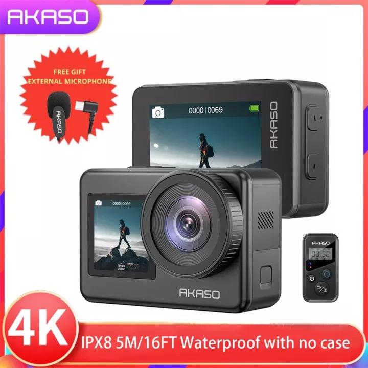 【TOP 1】AKASO Brave 7 4K 30FPS 20MP WiFi Action Camera with Touch Screen Waterproof Camera EIS 2.0 Zoom Support External Mic Voice Control with 2X 1350mAh Batteries Vlog Camera