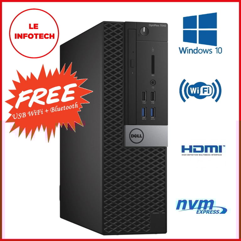 Dell OptiPlex 3040 SFF Business Desktop Quad Core Intel i5-6500 3.20 GHz 8/16/32GB RAM New 256/512GB SSD W10Pro Used-LeInfotech Free USB WiFi
