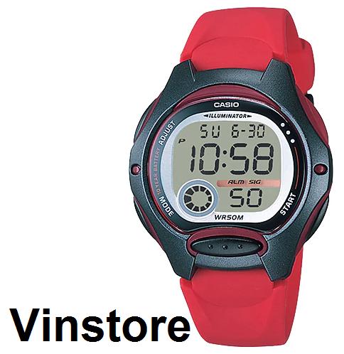 [Vinstore] Casio LW-200 Red Resin Digital LED Kids Women Watch LW-200-4AVDF LW-200-4A LW200-4A