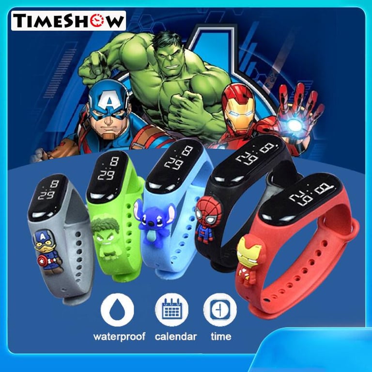 Electronic Kids Watch Cartoon Fashion Watch Swimming Waterproof Watch For Kids Children LED Digital Display Sport Rubber Cartoon Watches Gift Jam Tangan Kanak-kanak Kartun Unisex | The Avengers