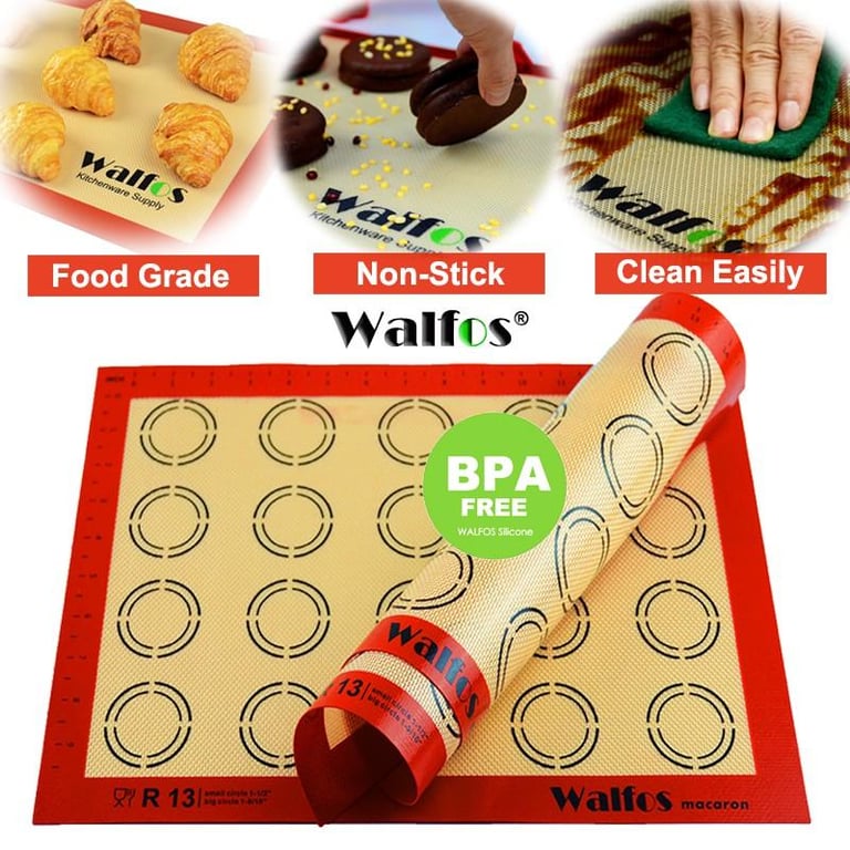 WALFOS Non-Stick Silicone Baking Mat Pad Sheet Baking pastry tools Rolling Dough Mat Large Size for Cake Cookie Macaron Mat