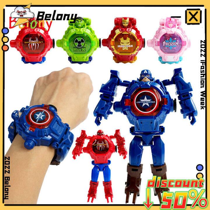 【Spot goods】 Deformation Watch Toy Sport Cartoon Watches Kid Cute Robot Fashion Kids 3D Projection Electronic Cartoon Watch for Boys Girls