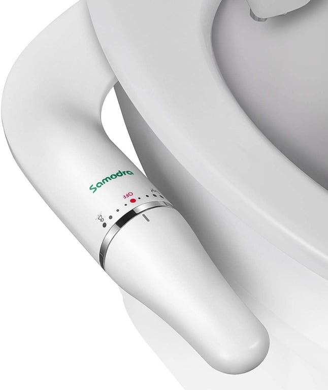 SAMODRA Ultra-Slim Bidet Attachment Non-Electric Dual Nozzle (Frontal & Rear Wash) Adjustable Water Pressure Fresh Water Bidet Toilet Seat Attachment with Brass Inlet