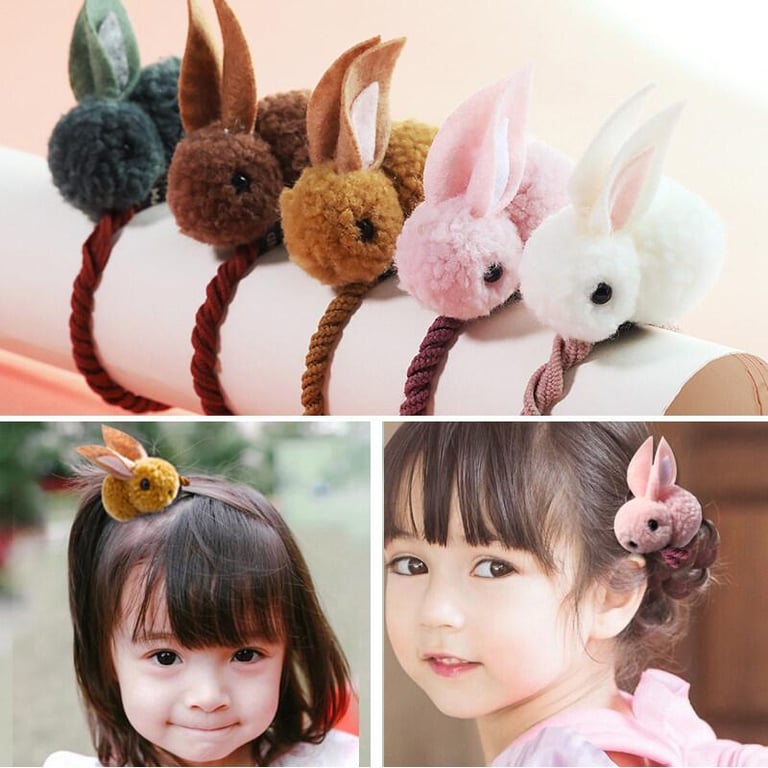Junyeh Baby Girl Cute Rabbit Ear Hairband Hair Clips Elastic Rubber For Kids Women