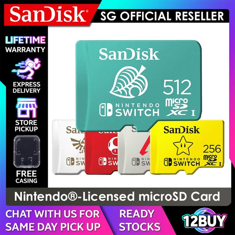 SanDisk Nintendo Switch microSD Card 4k U3 V30 UHS-I C10 100MB/s Read Speed 90MB/s Write Speed 64GB 128GB 256GB 512GB QXAT QXAO 12BUY.MEMORY
