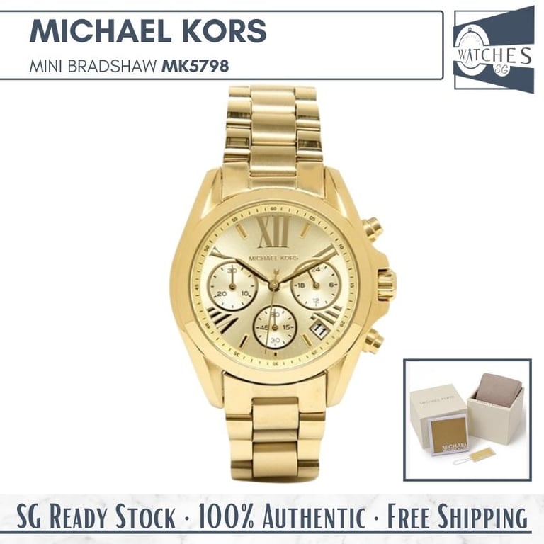(SG LOCAL) Michael Kors MK5798 Mini Bradshaw Chronograph Stainless Steel Unisex Watch