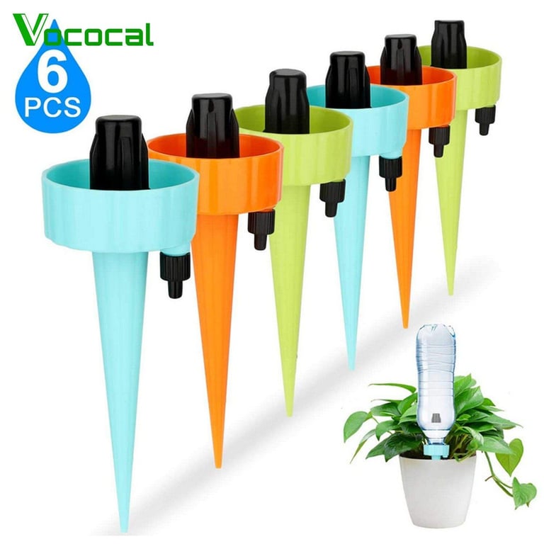 【In Stock】Vococal 6pcs Adjustable Self Watering Spike Plant Automatic Drip Irrigation Watering Stakes System Devices for Outdoor Indoor Home Office Plants