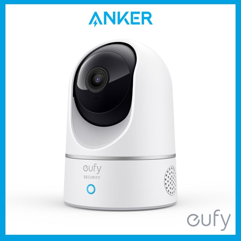 Anker Eufy Indoor Cam 2K Pan and Tilt Home Security Indoor Camera, Human and Pet AI, Works with Voice Assistants, Motion Tracking, Night Vision, MicroSD Card Required, HomeBase Not Required.