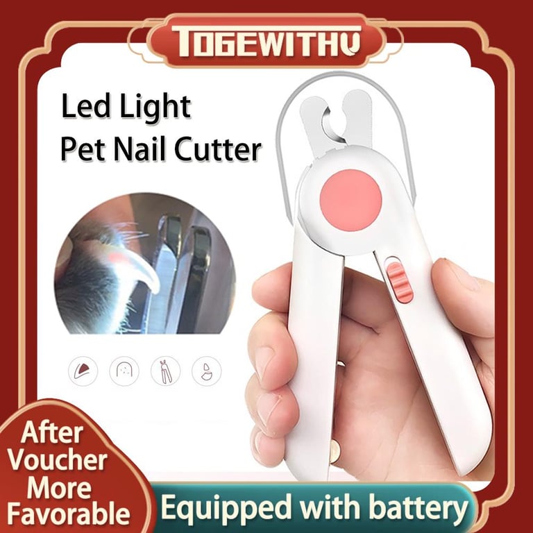 LED Light Pet Nail Clipper Professional Pet Cat Dog Nail Trimmer Cat and Dog Nail Cutters Animal Grooming Rabbit Nail Clippers Pet Accessories with Cat Dog Nail File Grinder Easy to Clean