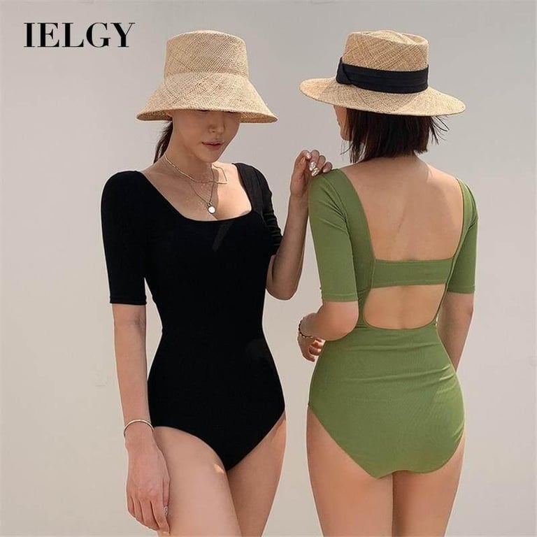 IELGY Swimsuit Women Covering Belly Slimming Halter One-Piece Swimsuit Ladies Hot Spring Swimwear