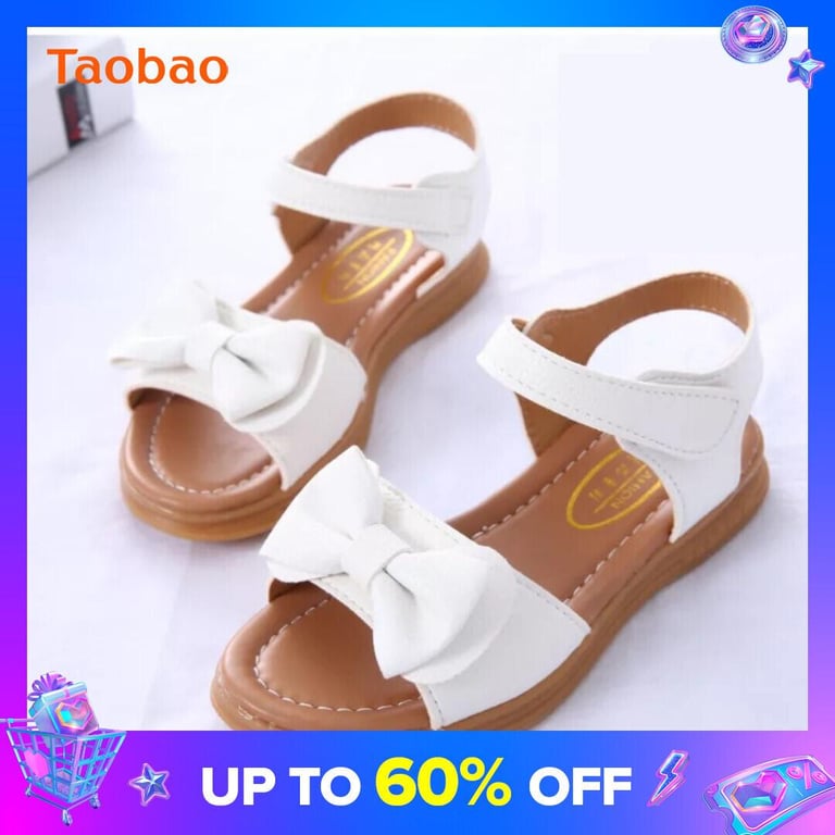 Girls' Sandals Summer New Beef Tendon Bottom Baby Princess Shoes Medium and Big Children Children Non-Slip Wear-Resistant Children Sandals