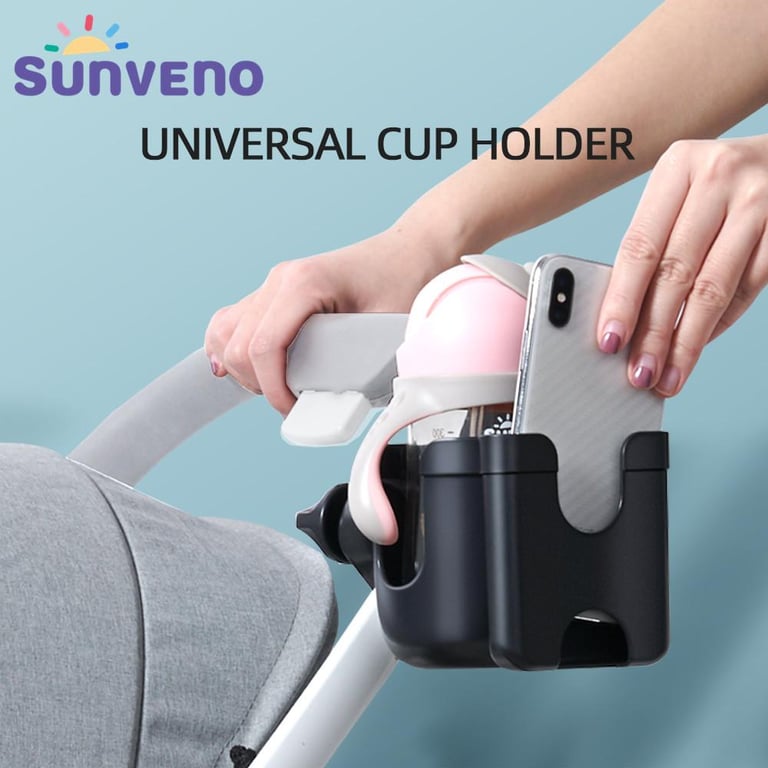 Sunveno Stroller Cup Holder Multifunctional Creative Stroller Accessories Baby Stroller/Pushchair Black Mobile Phone Holder