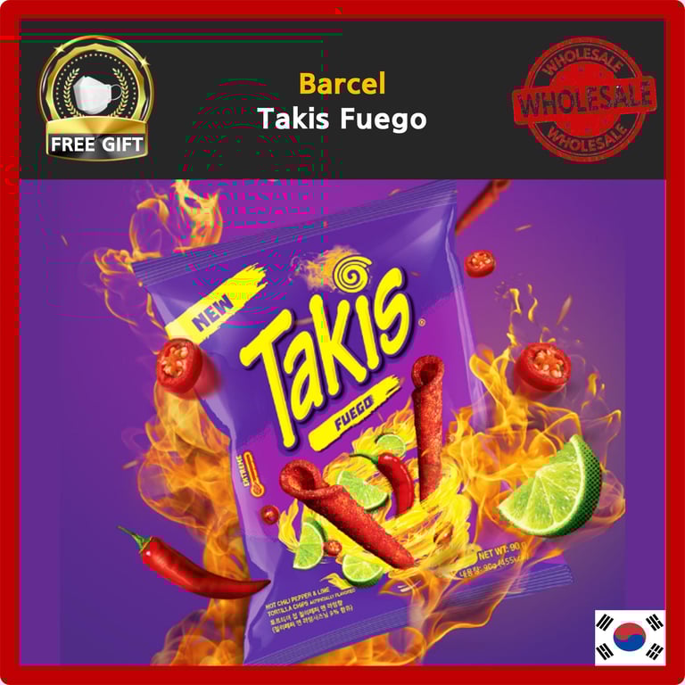 [Barcel] Addictive Snacks-! Takis Fuego Hot Chili Pepper Lime Tortilla Chips 90g / Korean Spicy Snacks Spiciest pepper / Crispy Hot Chilli / 辣椒 酥脆的