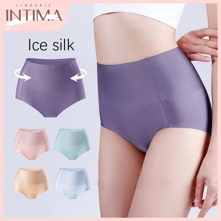 INTIMA Women's High Waist Body Shaper Panties Ice Silk Seamless Butt Lifter Tummy Belly Control Waist Slimming Pants Shapewear Girdle Thin Abdomen Hips Underwear