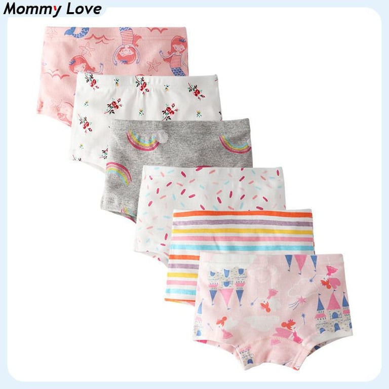 MML 6PCS Kids Cotton Panties Girls Underwear 2-12 years old Boxer underwear Cute Cat Cartoon Printed Children Panty Kid Underpants Girl's Clothing Cotton Soft Panty Child Sleepwear panty for kids girl sale boyleg for kids girl soen panty for kids girls