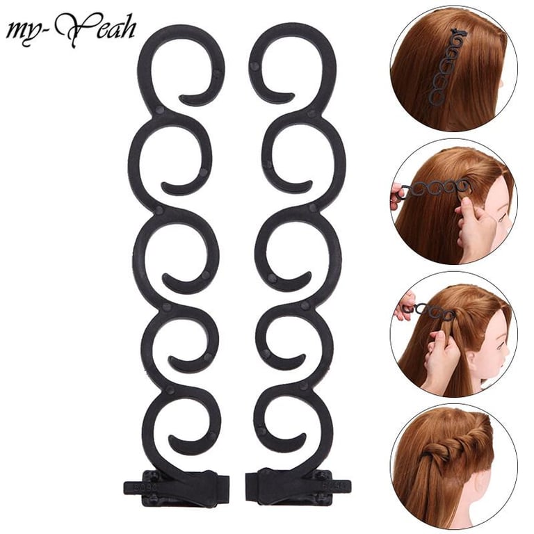 myyeah 2Pcs/set Lady French Hair Braiding Tool Magic Hair Twist Styling Clip Braider Roller Bun Maker DIY Hair Band Accessories