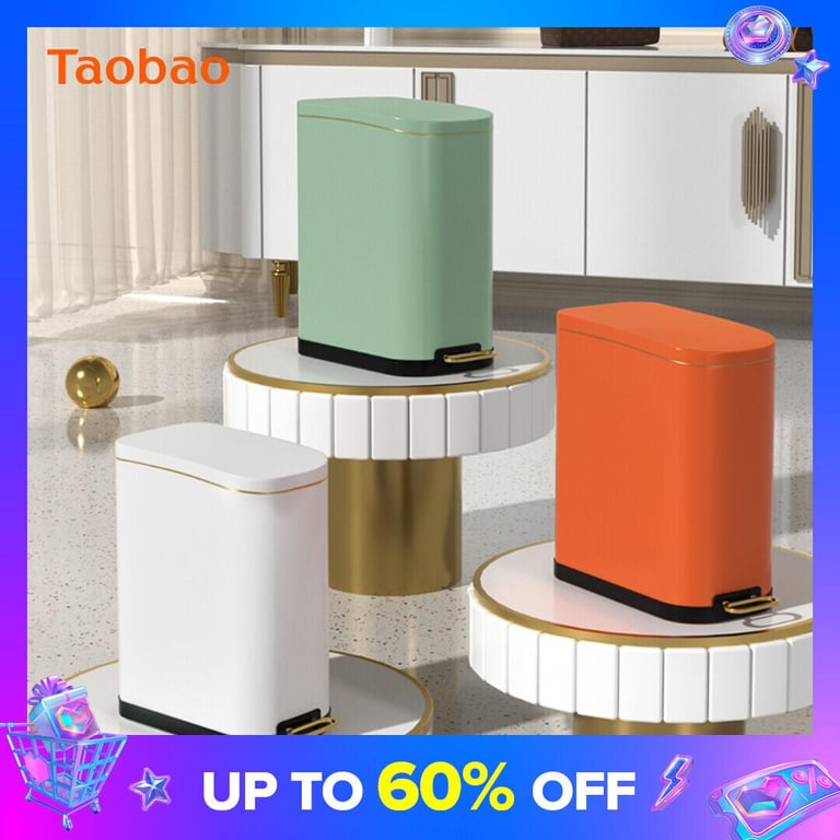 Trash Can Household Living Room Light Luxury Toilet Kitchen Gap Stainless Steel Pedal with Lid Bedroom Large 2022 New