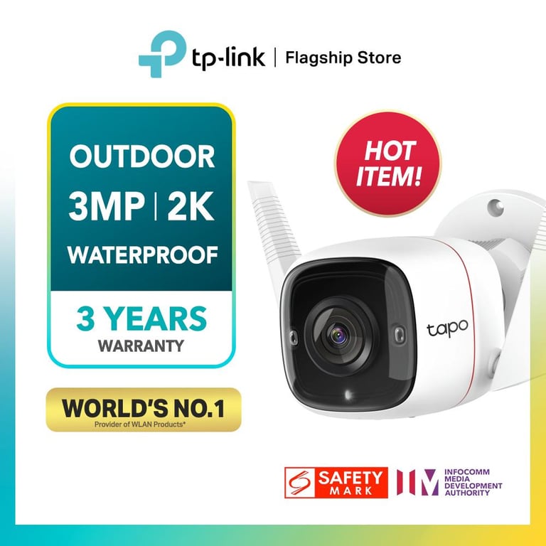 [3 YRS SG Warranty] TP-Link Tapo C310 3MP Full HD 1296p Outdoor Security WiFi Camera (Weather Proof/2-Way Audio/Night View/Motion Detection/Up to 128gb Micro SD Storage)