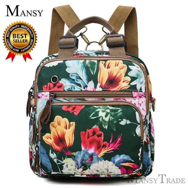 Mansy Big Mummy Maternity Travel Backpacks Plant Print Baby Diaper Shoulder Bags