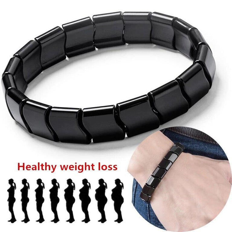 Nature Stone Magnetic Therapy Health Bracelet Fashion Hematite Metal Stretch Bracelet for Men Women Gifts