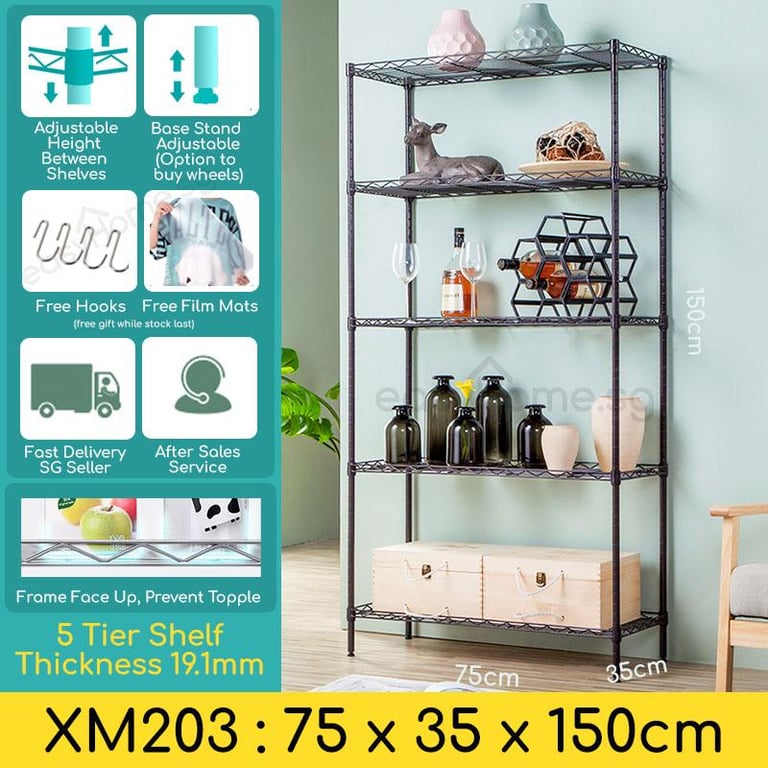 Storage Shelves XM203 - Kitchen / Home Organization Space Saving Rack - xm rack 75x35x150cm