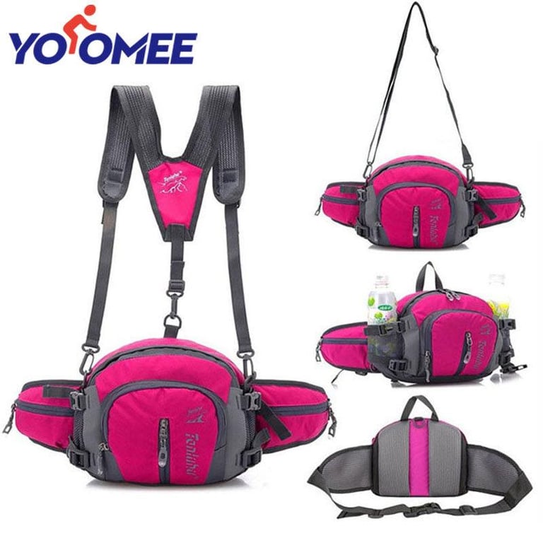 Yoomee Waist Pack，Hiking Daypack Water Resistant Waist Pack with Water Bottle(Not Included) Holder Running Belt Bag Pouch Fanny Pack for Hiking