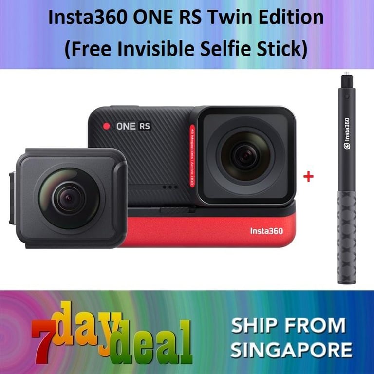 Insta360 ONE RS Twin Edition (4k + 360 Action Camera) + FREE Insta 360 120cm Invisible Selfie Stick