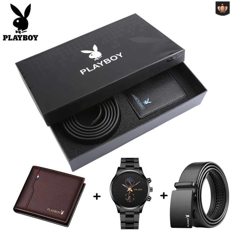 Playboy men's wallet new upgrade business suits leather dress belt Belt Young Men Gift Set foam, a variety of styles to choose from